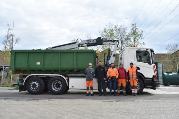 Laadkraan Copma 170.2 met containersysteem 20T Busi Group op SCANIA in Grobbendonk