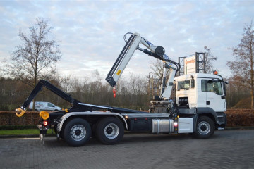 Laadkraan Copma 160.3 met containersysteem Busi Group op MAN in Mol 