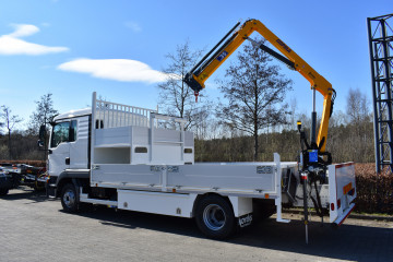 Laadkraan COPMA 35.3 met open laadbak op MAN in Brecht