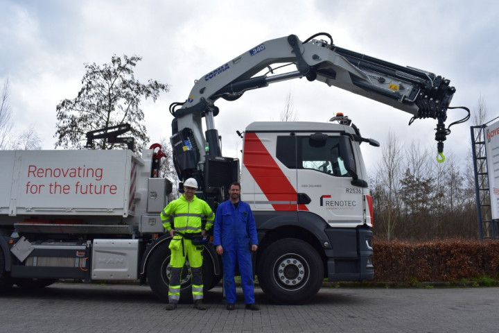 Copma Laadkraan Busi Group Containerhaak Man Renotec Opbouw Vrachtwagen Geel (10)