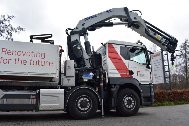 Copma Laadkraan Busi Group Containerhaak Man Renotec Opbouw Vrachtwagen Geel (11)