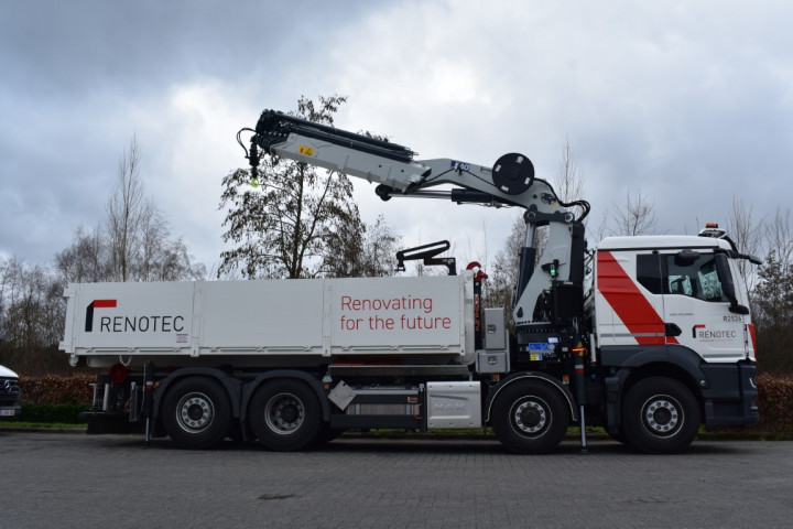 Copma Laadkraan Busi Group Containerhaak Man Renotec Opbouw Vrachtwagen Geel (2)