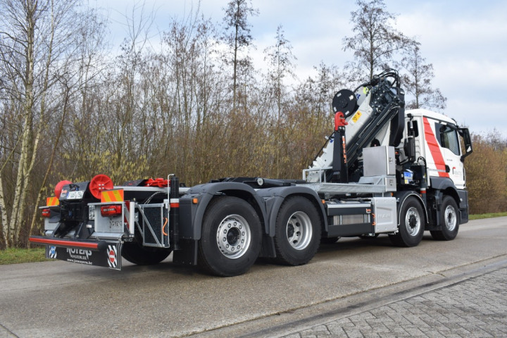 Copma Laadkraan Busi Group Containerhaak Man Renotec Opbouw Vrachtwagen Geel (5)