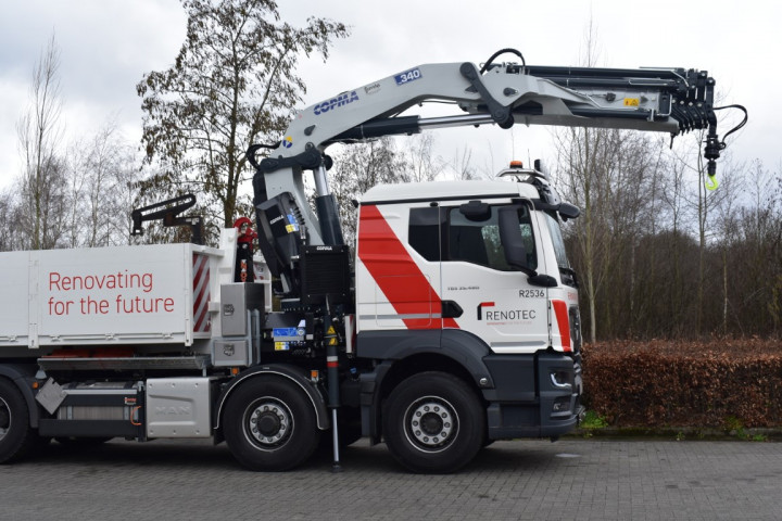 Copma Laadkraan Busi Group Containerhaak Man Renotec Opbouw Vrachtwagen Geel (6) 2